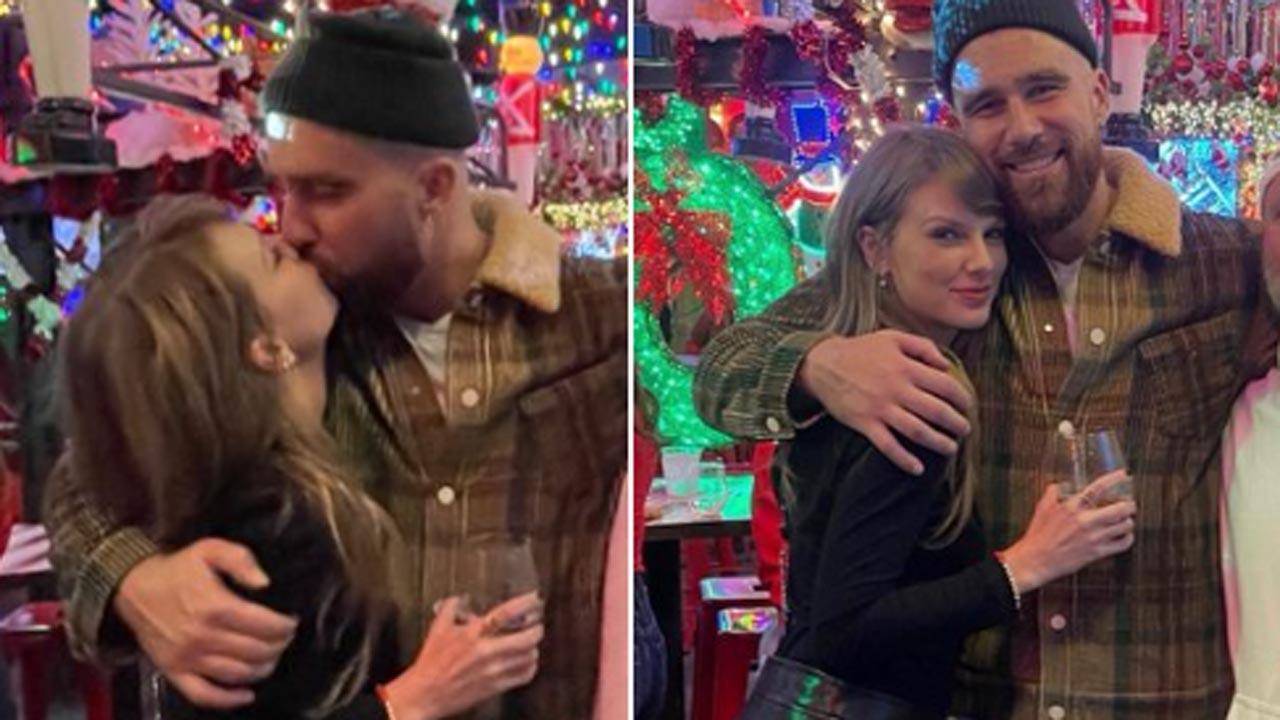 Taylor Swift kisses Travis Kelce in new pic from post-game holiday party