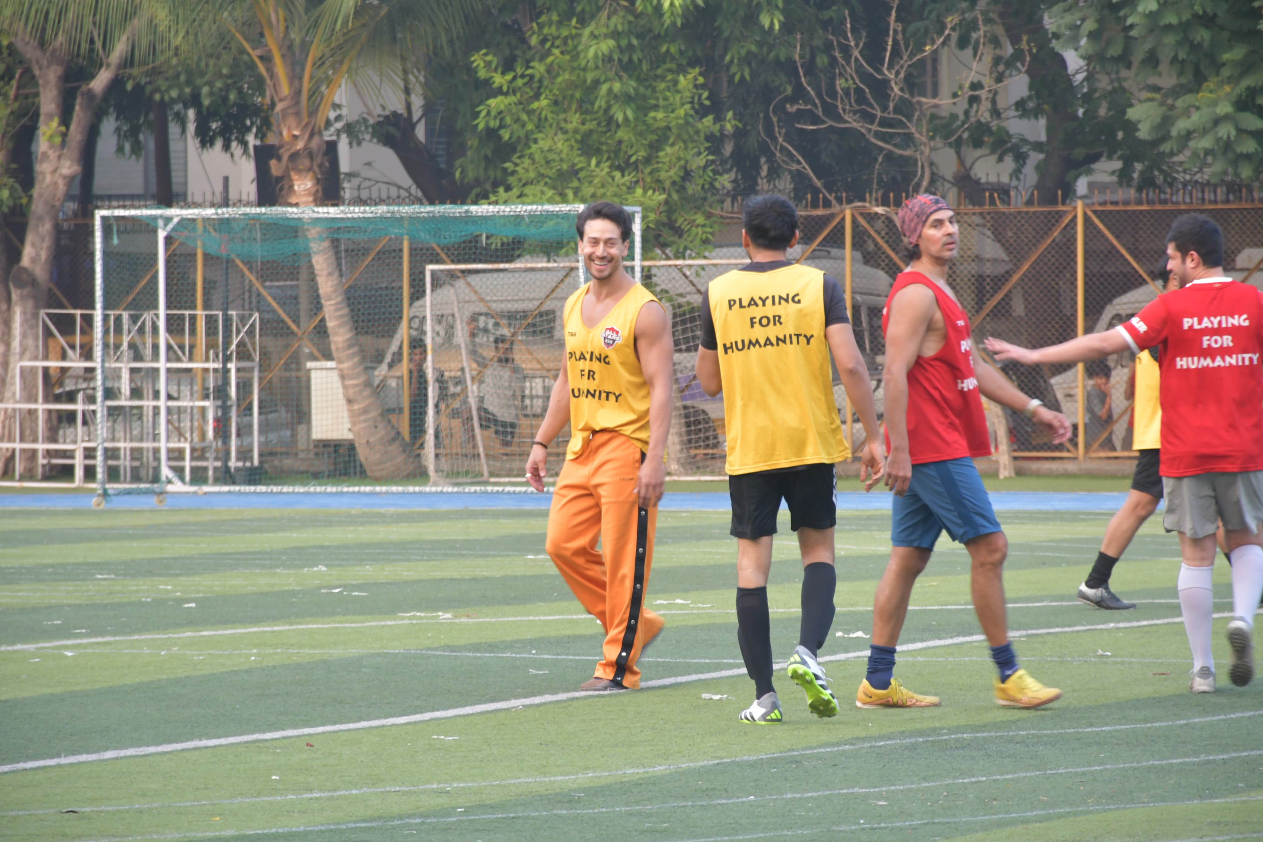 Tiger Shroff was spotted on the football turf today