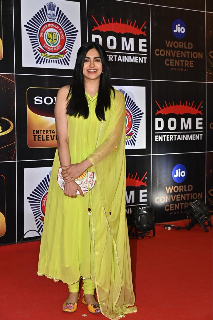 Adah Shah was seen posing for the paparazzi in a stunning green suit
