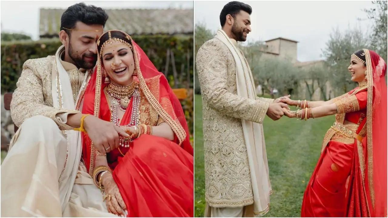 Varun Tej and Lavanya took their wedding vows in Tuscany, Italy on November 1, 2023. Their wedding was an intimate affair. For the big day, the couple opted for clothes designed by Manish Malhotra. Varun looked incredibly smart in a cream, gold, and ivory sherwani, paired with a traditional dhoti. Meanwhile, Lavanya radiated elegance in a crimson-red Kanchivaram saree