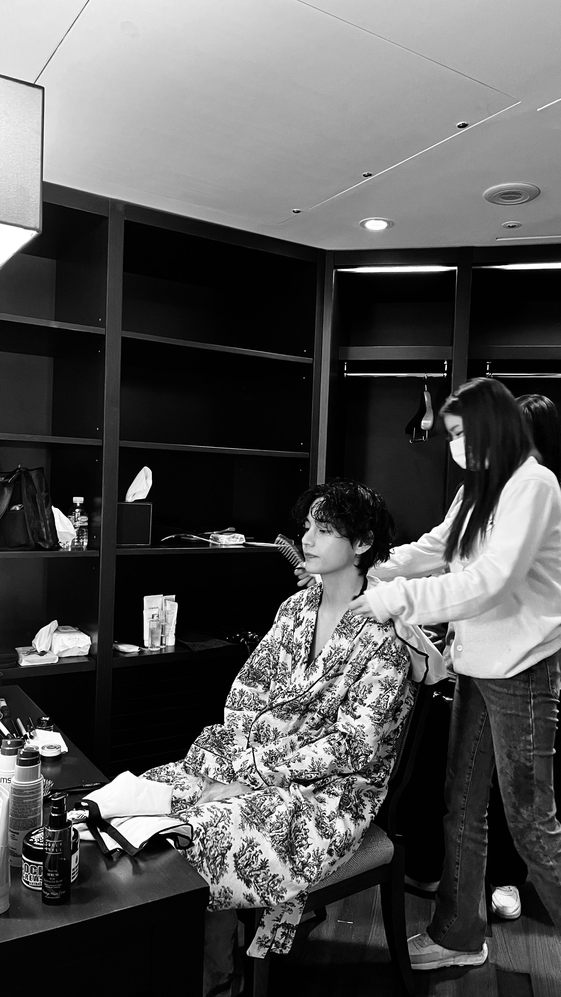The 'World's Most Handsome Man' gets his hair and makeup done