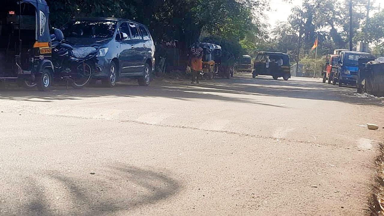 A speed breaker that was recently installed on a road in the colony