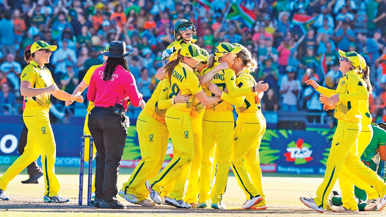 Australia players celebrate after winning the T20 World Cup final