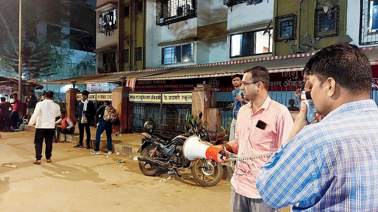 Authorities evacuate aspirants from the streets at Marol on Tuesday