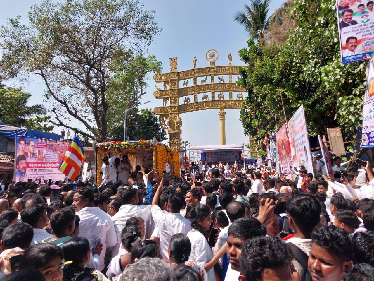 The 'Grand Dhamma Walk' travelled from Parbhani via Jalna, Aurangabad, Nashik, Thane, to reach Dadar in Mumbai on Wednesday