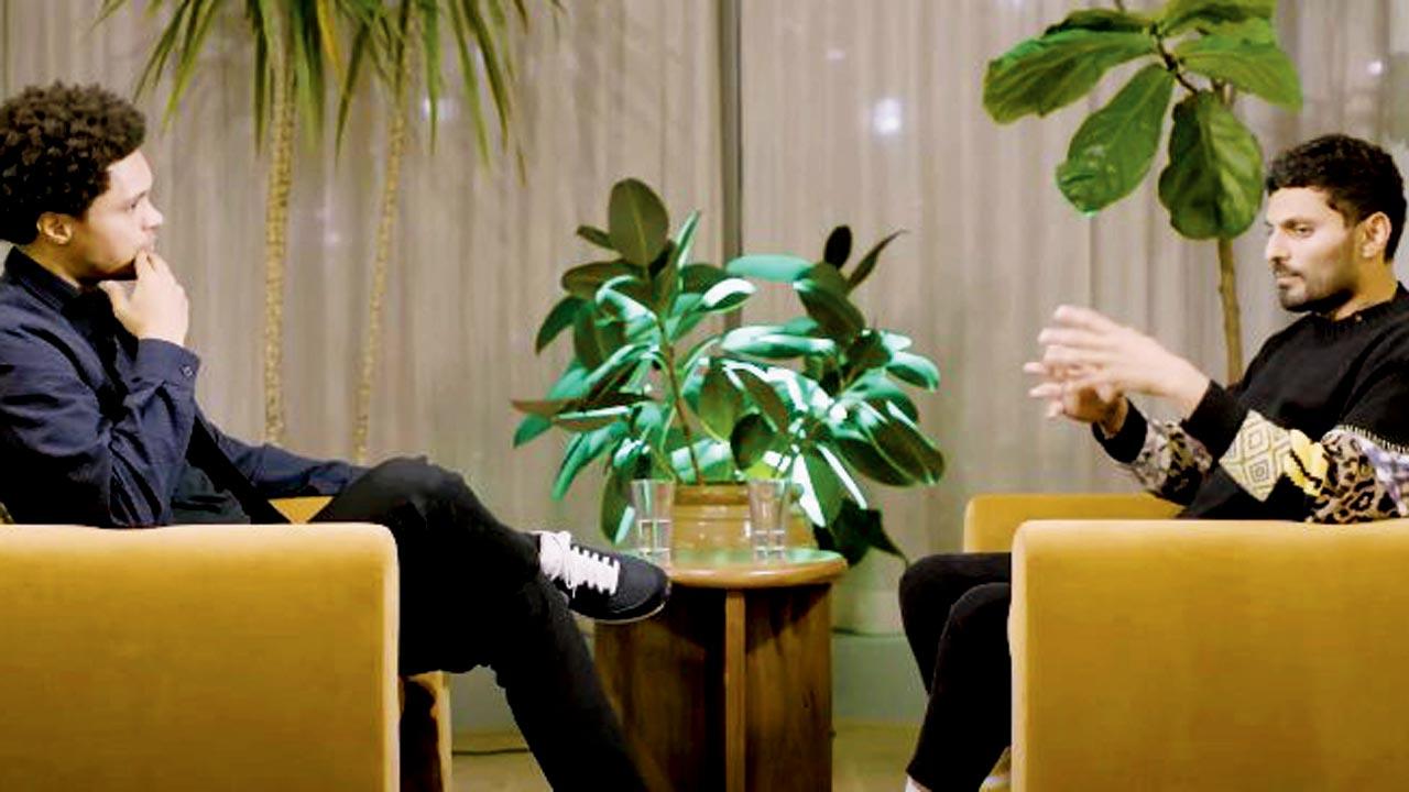 Noah with Jay Shetty on the latter’s podcast show. Pic Courtesy/Youtube