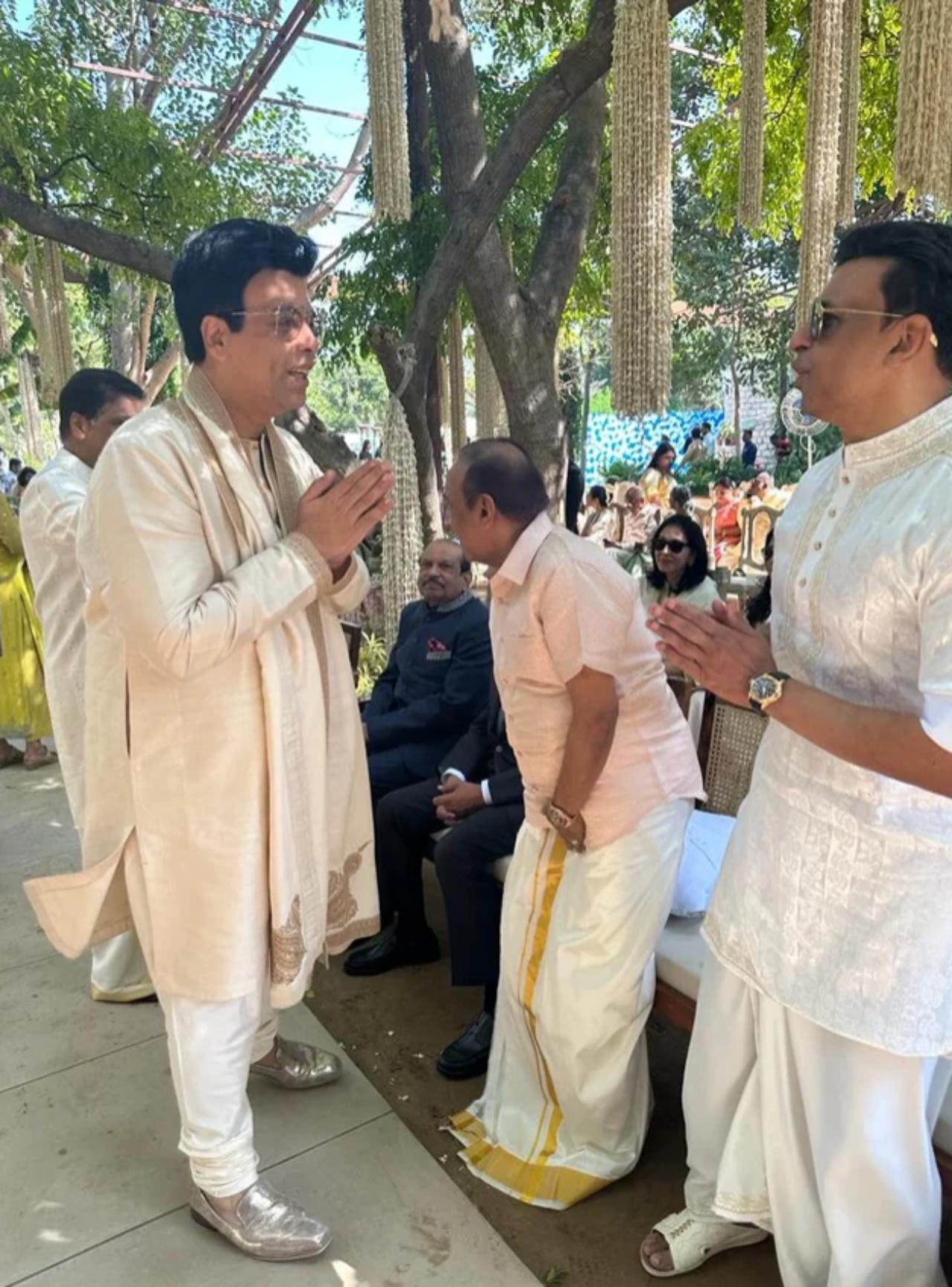 All the stars were seen in shades of white for the day wedding. Karan Johar who attended the Jaipur wedding after attending Sidharth and Kiara's wedding arrived in the city along with Mohanlal. The Malayalam film superstar had earlier shared a picture with Karan posing on a private plane