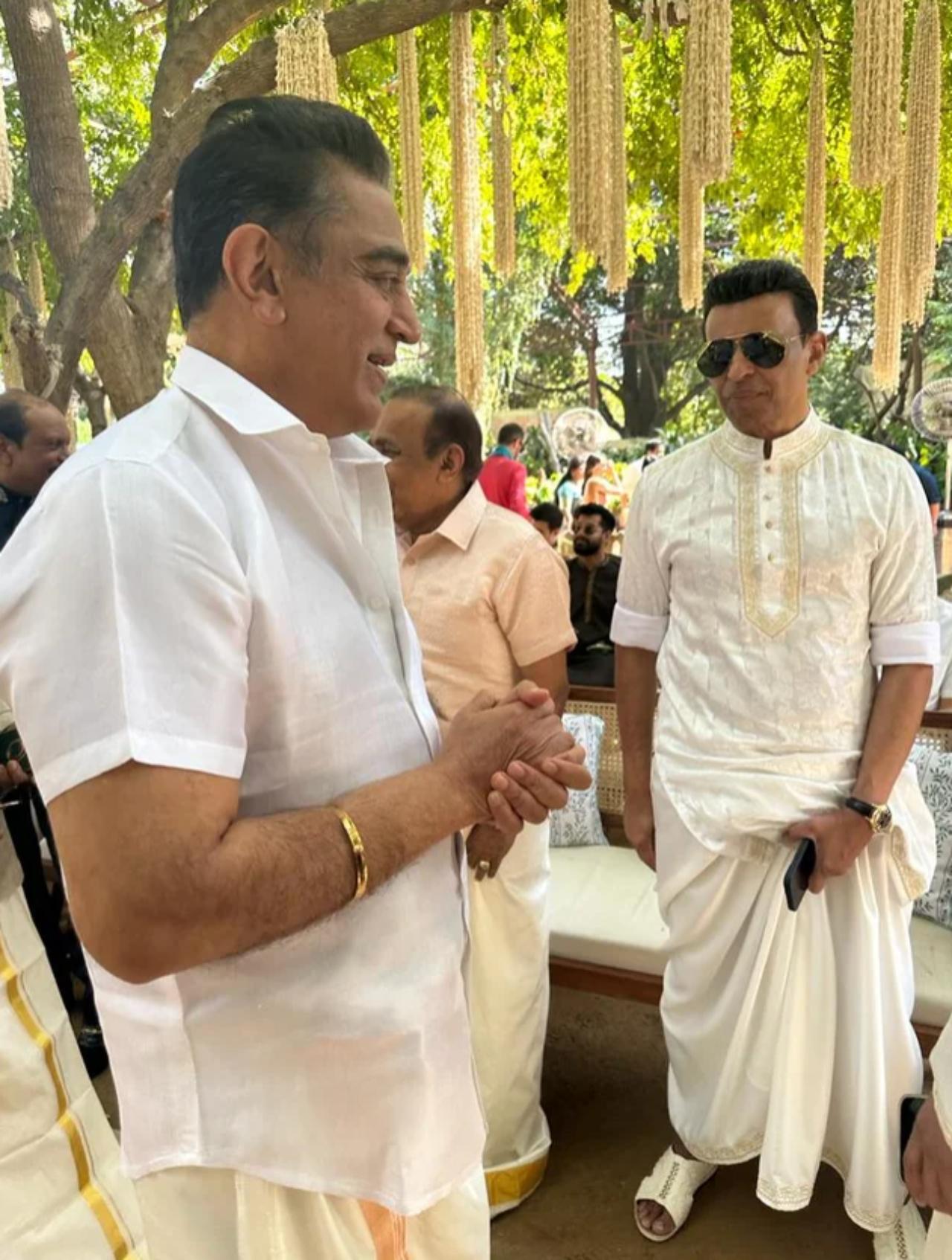 From Kamal Haasan to Aamir Khan, Mohanlal, Karan Johar, Prithviraj and Akshay Kumar, the South Indian styled wedding in Jaipur was quite the starry affair. Pictures from the wedding of the actors enjoying has now made its way to social media