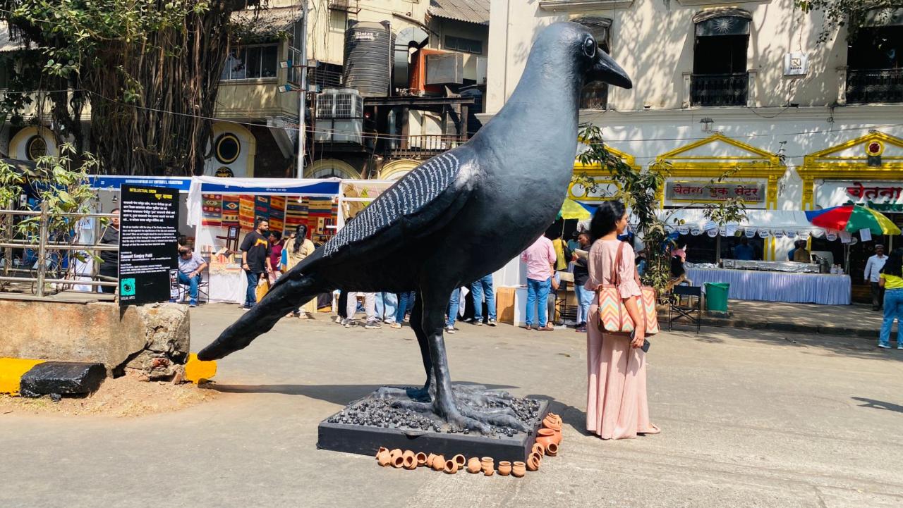 Crow Forward Crow: A symbol of Forward Mumbaikars! Installation art by Sumeet Patil