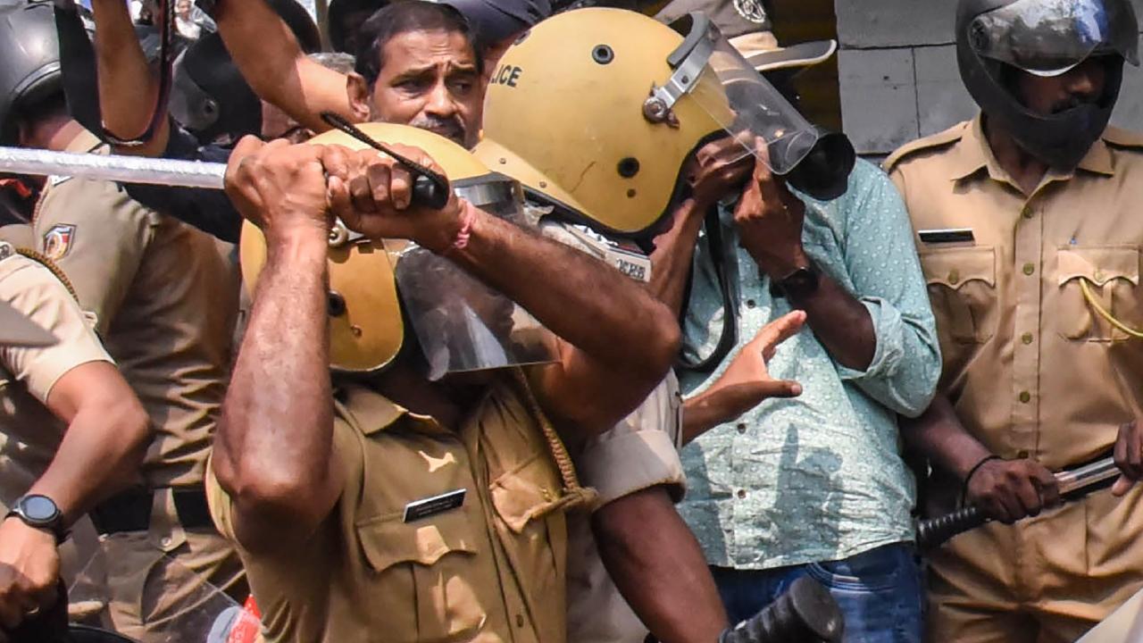 Meanwhile, the Kerala police said the protesters turned violent without any provocation, the party leaders alleged that they were brutally beaten up by police personnel for no reason.
