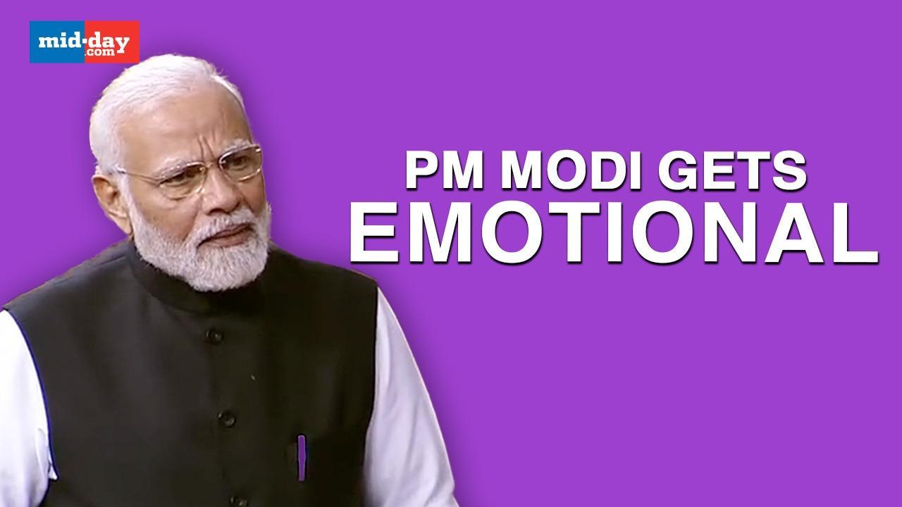 PM Modi Gets Emotional In Rajya Sabha, Gets Standing Ovation From MPs