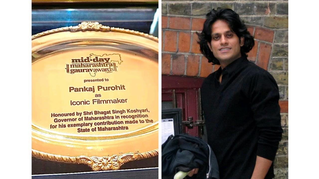 Visionary filmmaker Pankaj Purohit receives Maharashtra Gaurav Award from the Governor of Maharashtra Bhagat Singh Koshyari 