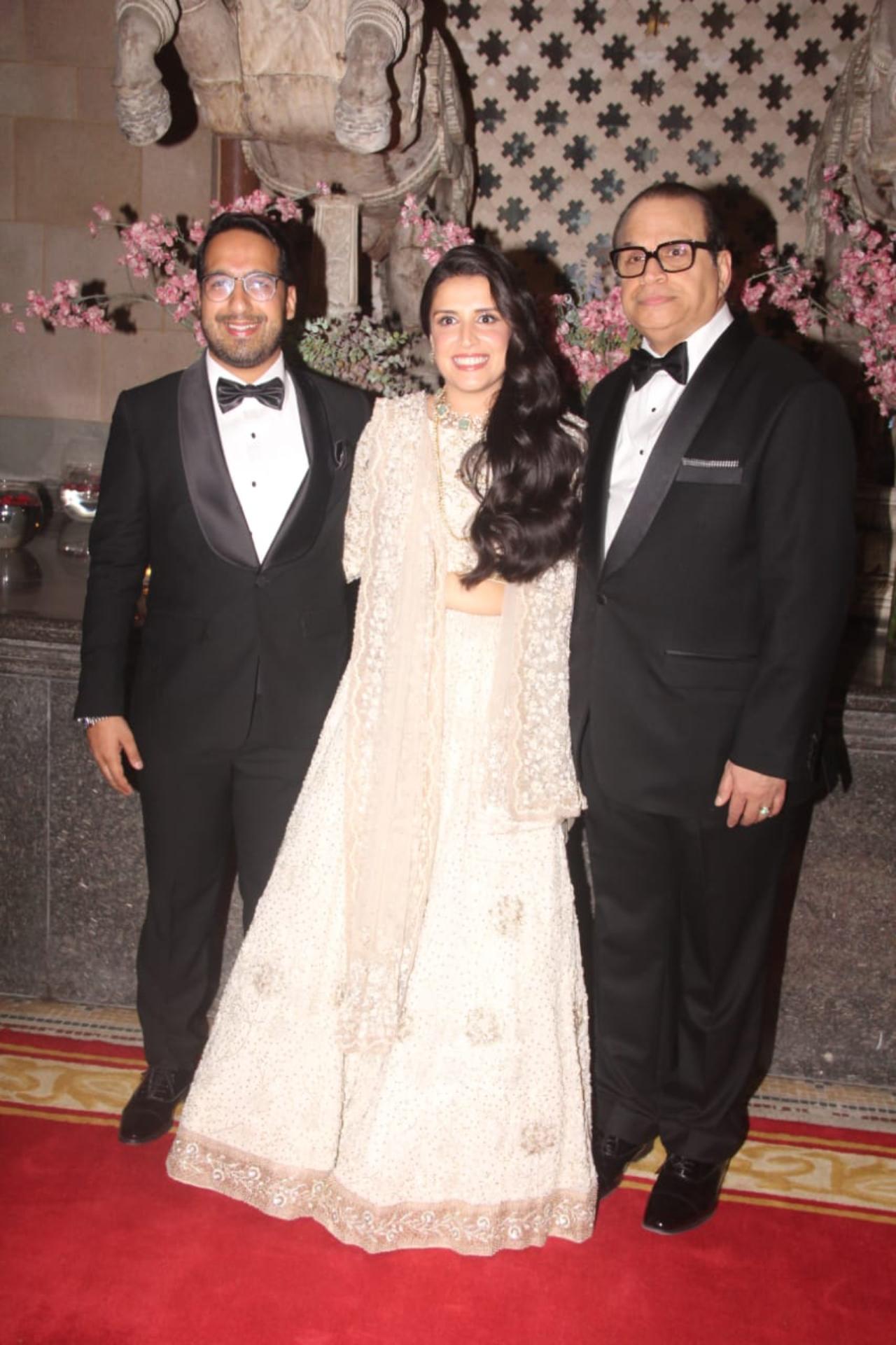 Ramesh Taurani also stepped out and posed with his daughter and son-in-law for the paparazzi