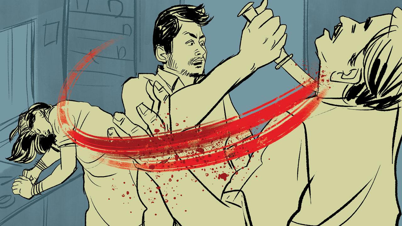 Sudhir grabs Gawli’s hand and Supriya, who has sustained a shallow cut in the throat, falls near the window. Gawli turns around and stabs Sudhir in the neck and as he falls on the floor, the caretaker stabs him in the chest, too. But Sudhir does not let go of Gawli
