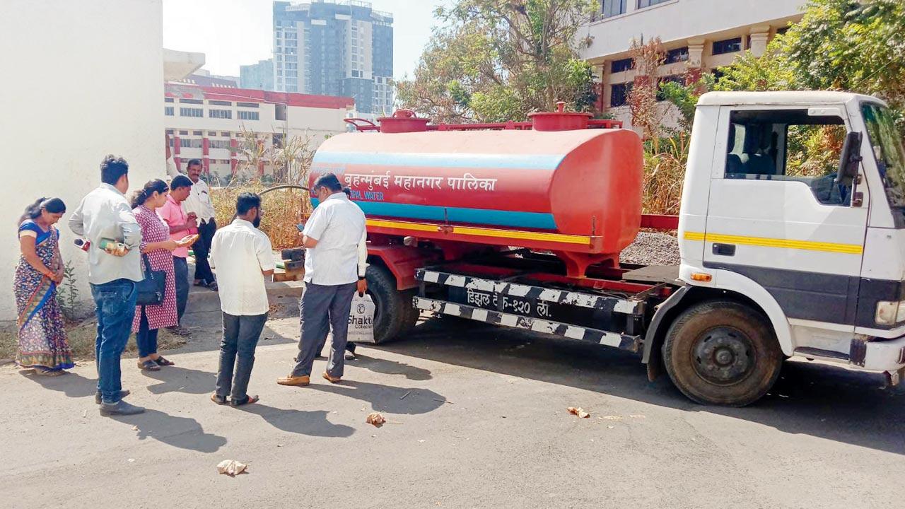 Yuva Sena senate members called a BMC tanker on Monday, after students ran out of water