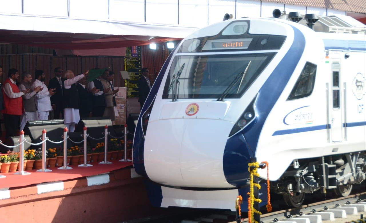 At an event at Chhatrapati Shivaji Maharaj Terminus in south Mumbai, PM Modi first flagged off the the CSMT-Solapur Vande Bharat Express and later another semi high-speed train linking the financial capital to Sainagar Shirdi temple town in Ahmednagar district