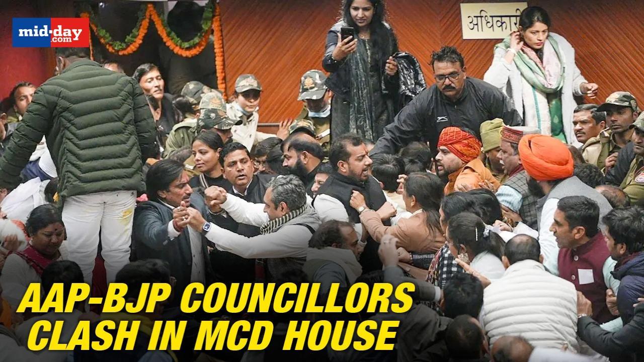 Watch: BJP And AAP Councillors Clash At MCD House