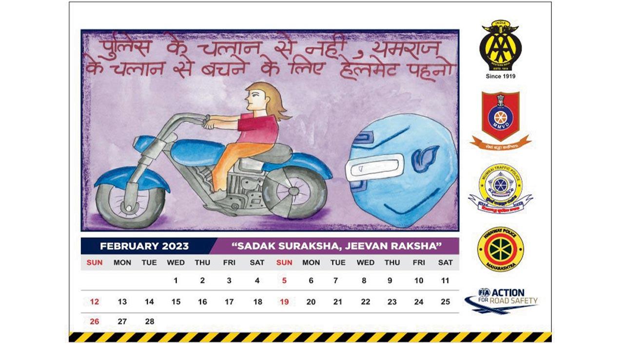 A road safety sketch included in the  WIAA calendar
