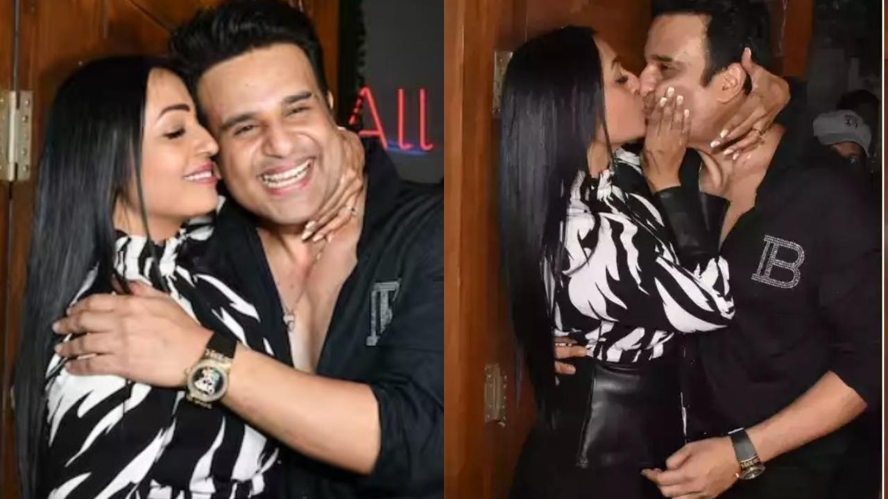 Kashmera Shah kisses Krushna Abhishek as he tries to pull her away from paparazzi at Bigg Boss party
