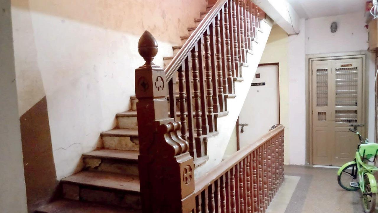 Carved newel post on a staircase of La Santa Maria. Pic/Sachin Bawiskar