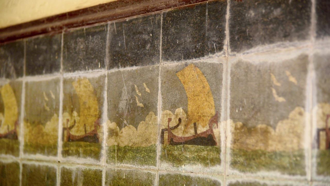 Tile detail of the Columbus ship at the La Pinta entrance. Pic/Atul Kamble