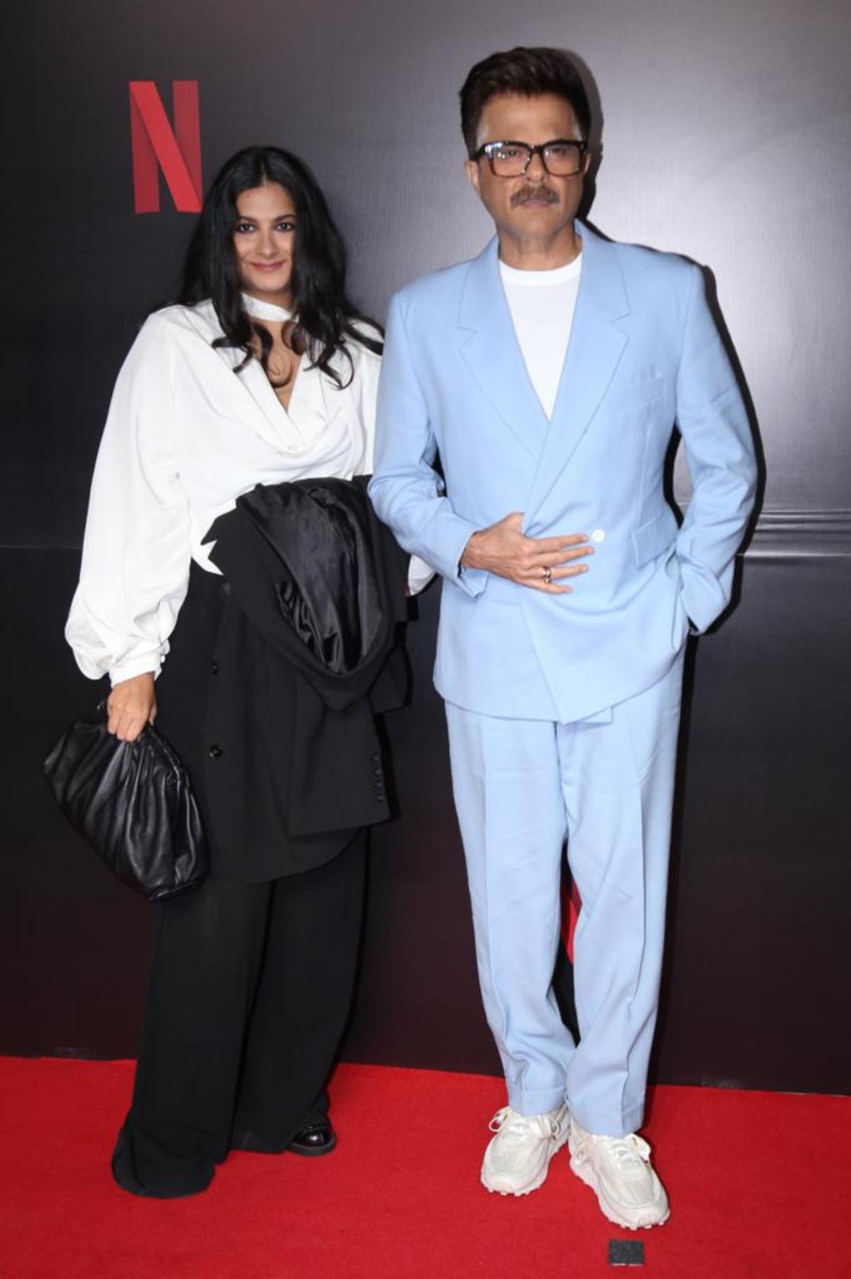 Bollywood actor Anil Kapoor who is currently making headlines for his latest OTT outing, 'The Night Manager' looks jhakkas in a bubble gum blue suit. 'The Mr. India' star stole the show as he struck a stylish pose with his daughter, Rhea Kapoor on the red carpet. 