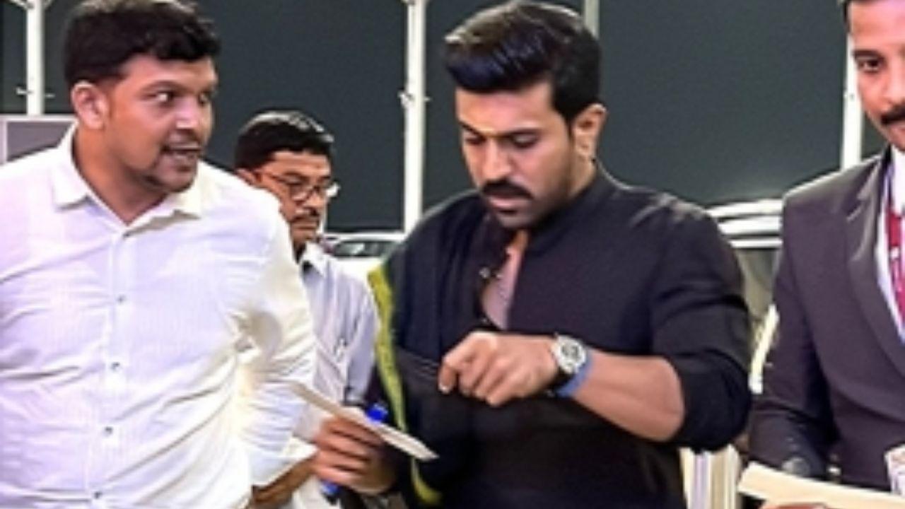 Off to the Oscars, actor Ram Charan spotted barefoot at airport