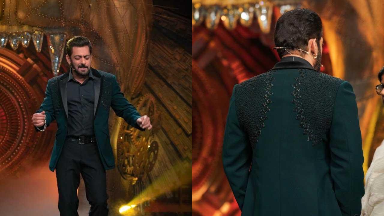 The suede jacket in military green with jeans is another top pick. Salman usually sticks to black and avoids colours. The fact that green stood out so well on him and everyone complimented me for the styling, be it the colour or the embroidery, makes it a favourite. I realised we can experiment with different kinds of looks on the show.
