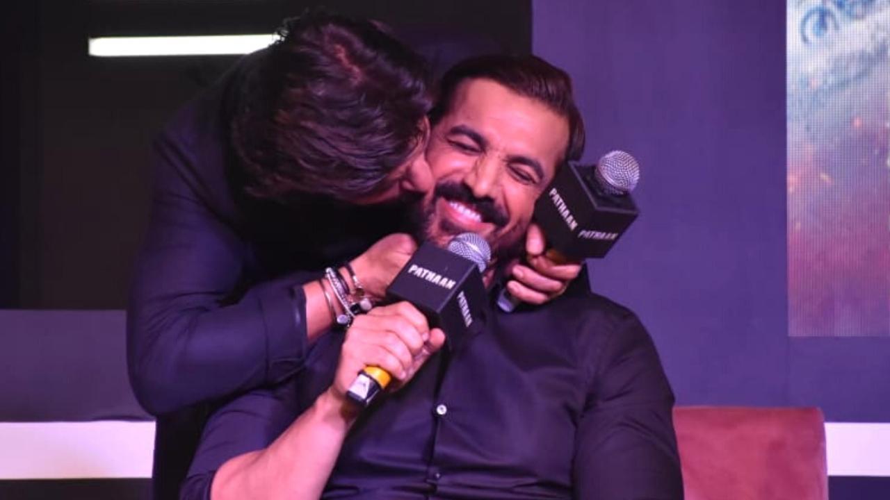 'Pathaan': Shah Rukh Khan, John Abraham react to their almost-kiss memes