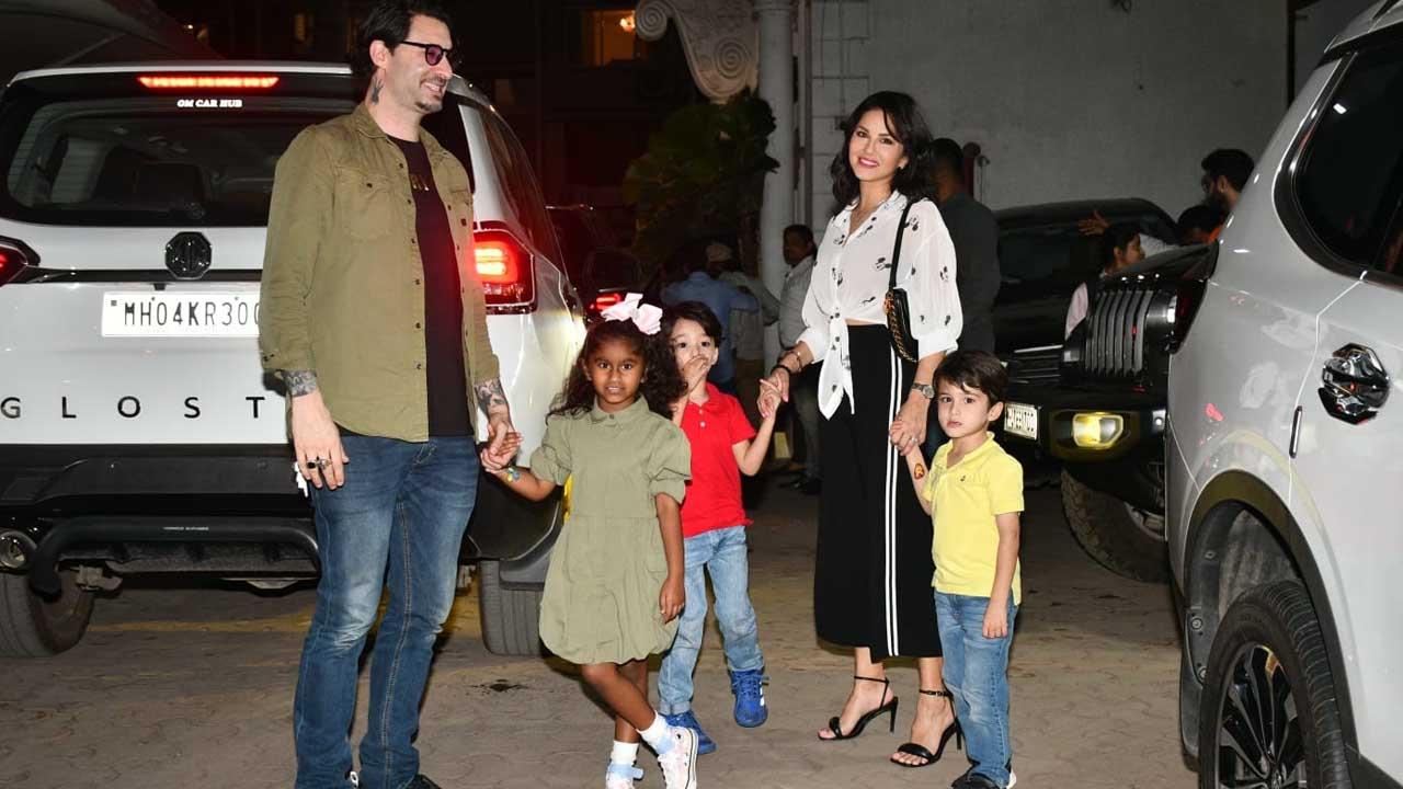 Sunny Leone turned up with husband Daniel and her three kids, Nisha, Noah and Asher. Father and daughter showed up colour co-ordinated, while the young boys sported colourful tees, Sunny was at her stylish best in a monochrome skirt and crop top.