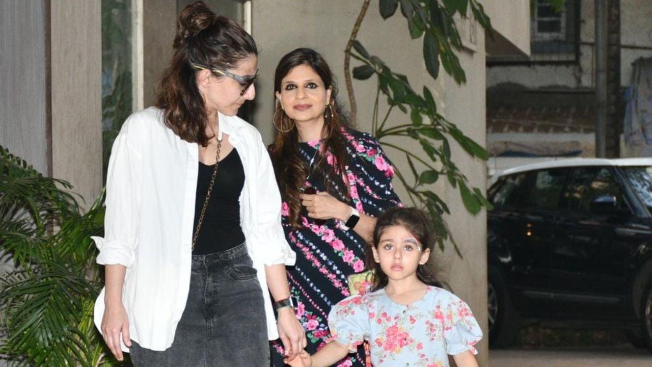 Saif Ali Khan's sister Saba Ali Khan was seen with Soha Ali Khan at the birthday bash.