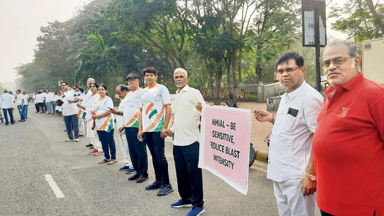 Navi Mumbai airport project: Belapur residents hold protest against loud blasts