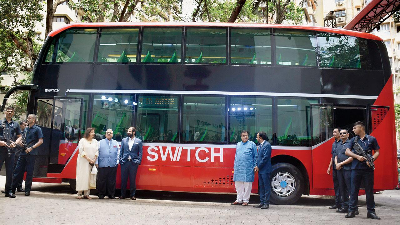 India’s first double-decker e-bus, manufactured by Switch Mobility. Pic/Ashish Raje