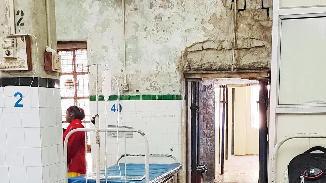 The ceiling of ward 11 at KEM hospital has visible iron rods as plaster has fallen off
Also Read: Mumbai: Six dilapidated KEM wards put lives of patients in danger