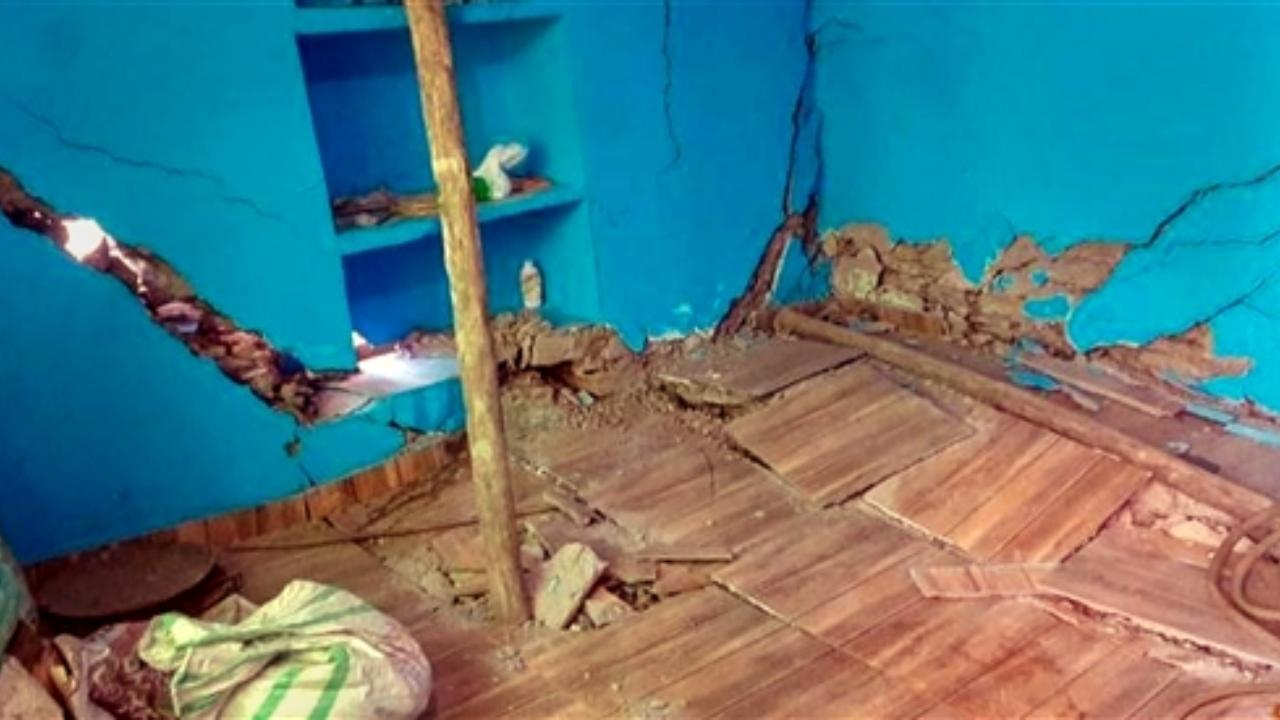 Cracks appear in the houses due to landslides at the Joshimath of Chamoli district. According to official data, nearly 50 families have been moved to safer locations. Apart from them, 60 families living in a colony meant for Vishnu Prayag Jal Vidyut Pariyojana employees have been shifted elsewhere