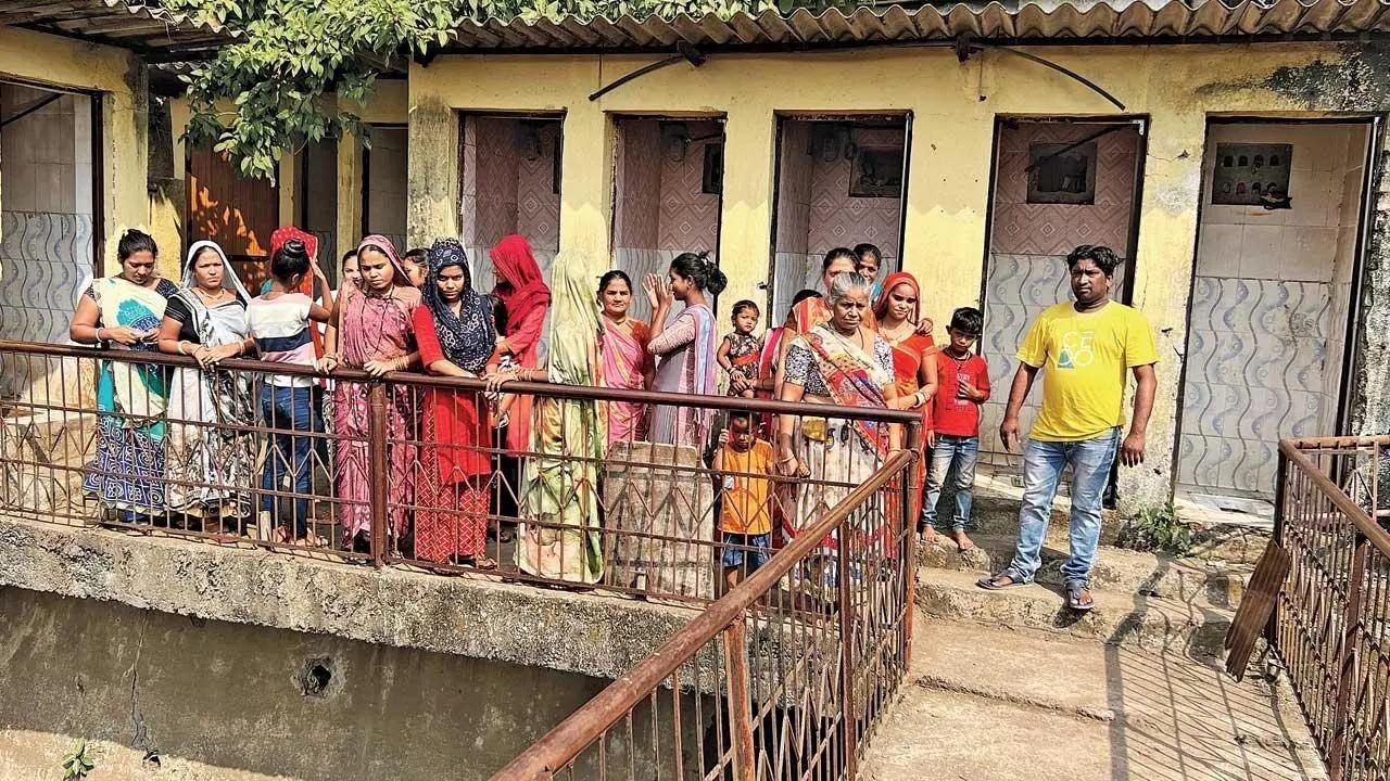 Decrepit toilets, which do not have doors, let alone water or electricity, are forcing the residents of the chawl in Vasai to defecate openly. The women, who are the most affected, says that they can only use the toilets before dawn or after sunset