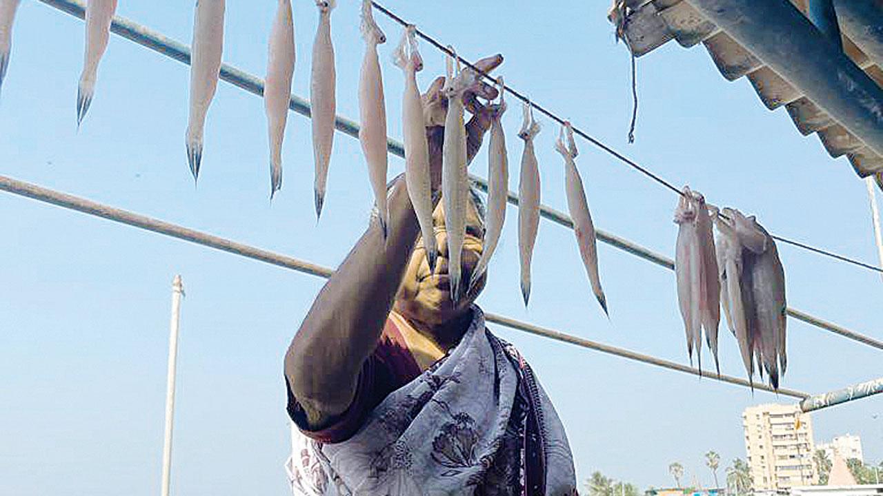 A woman from the fisherfolk community in Chimbai Village