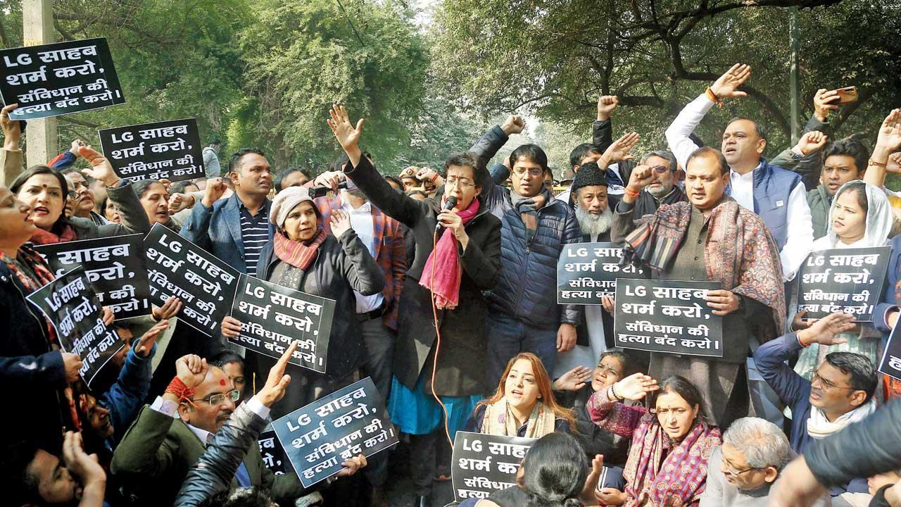 MCD House ruckus: AAP protests outside LG’s house