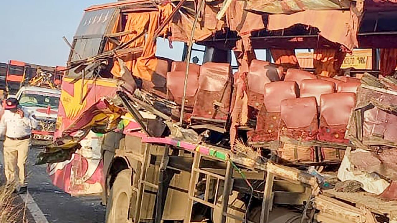 In Photos: 10 killed, 22 injured as bus collides with truck in Nashik