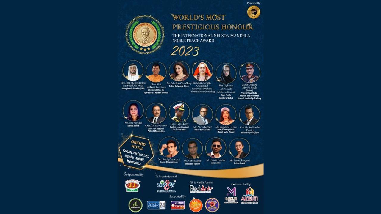 Nelson Mandela Noble Peace Award 2023 scheduled on 24th Jan 2023, Hotel Orchid -Mumbai