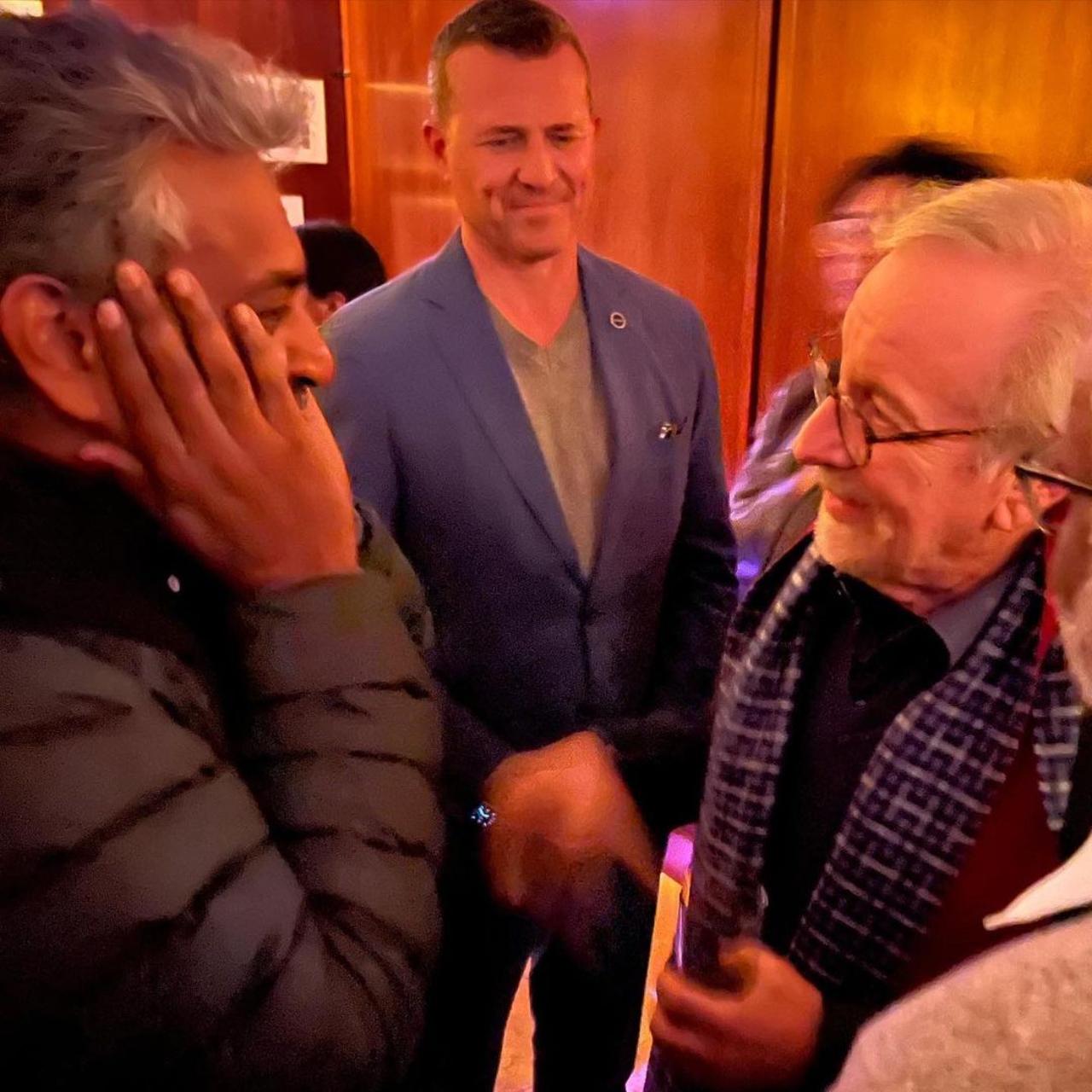 'RRR' maker SS Rajamouli had a fanboy moment when he met Steven Spielberg at what 'The Hollywood Reporter' Boris Kyt described as an A-list star-stuffed celebration thrown by Universal at West Hollywood's famous Sunset Tower Hotel.Kyt of 'The Hollywood Reporter' tweeted about the meeting with comment: 