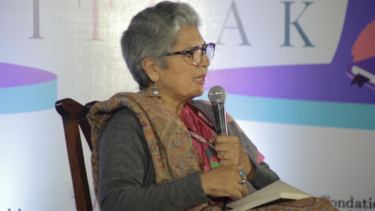 Historian and author Rana Safvi discussed her book ‘Tears of the Begum’ with Vidya Shah in the session titled ‘Tears of the Begum: Begumat ke Aansoo’. Safvi delved into the book that was translated from Urdu, the original was written by Khwaja Hasan Nizami. Photo Courtesy: Jaipur Literature Festival 2023