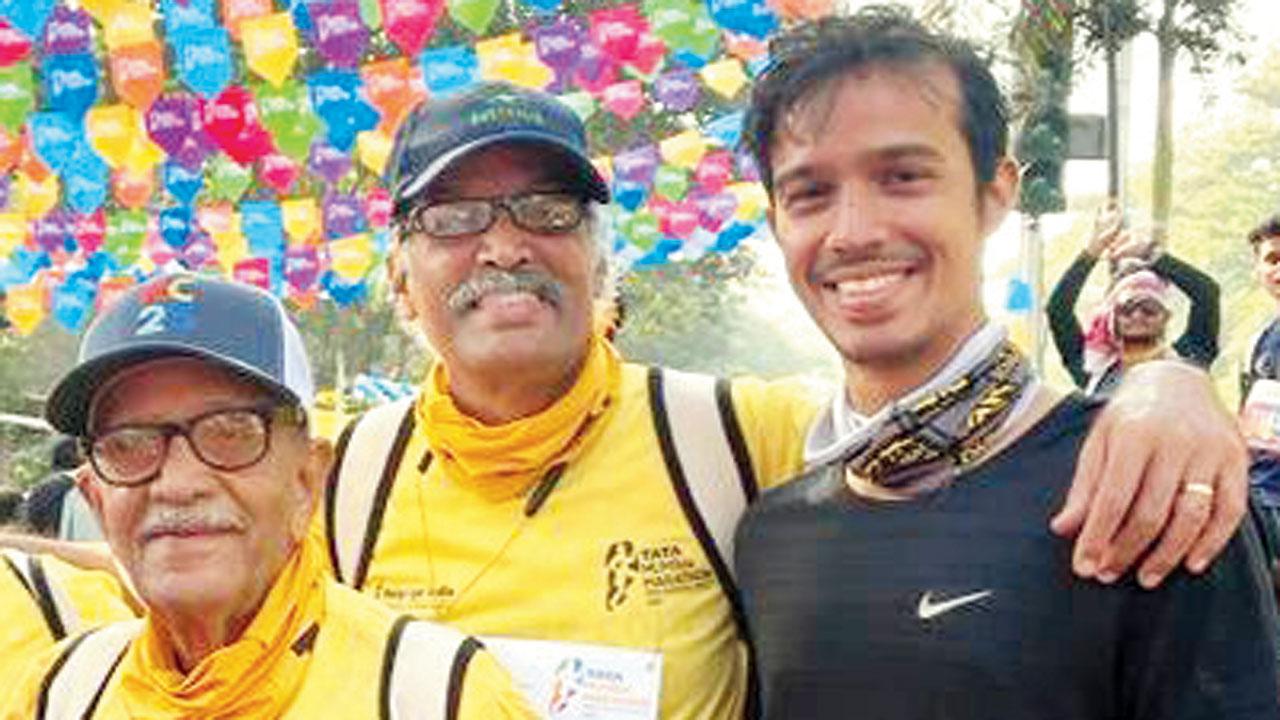 Roland, David and Jonathan Cardoz at the finish line