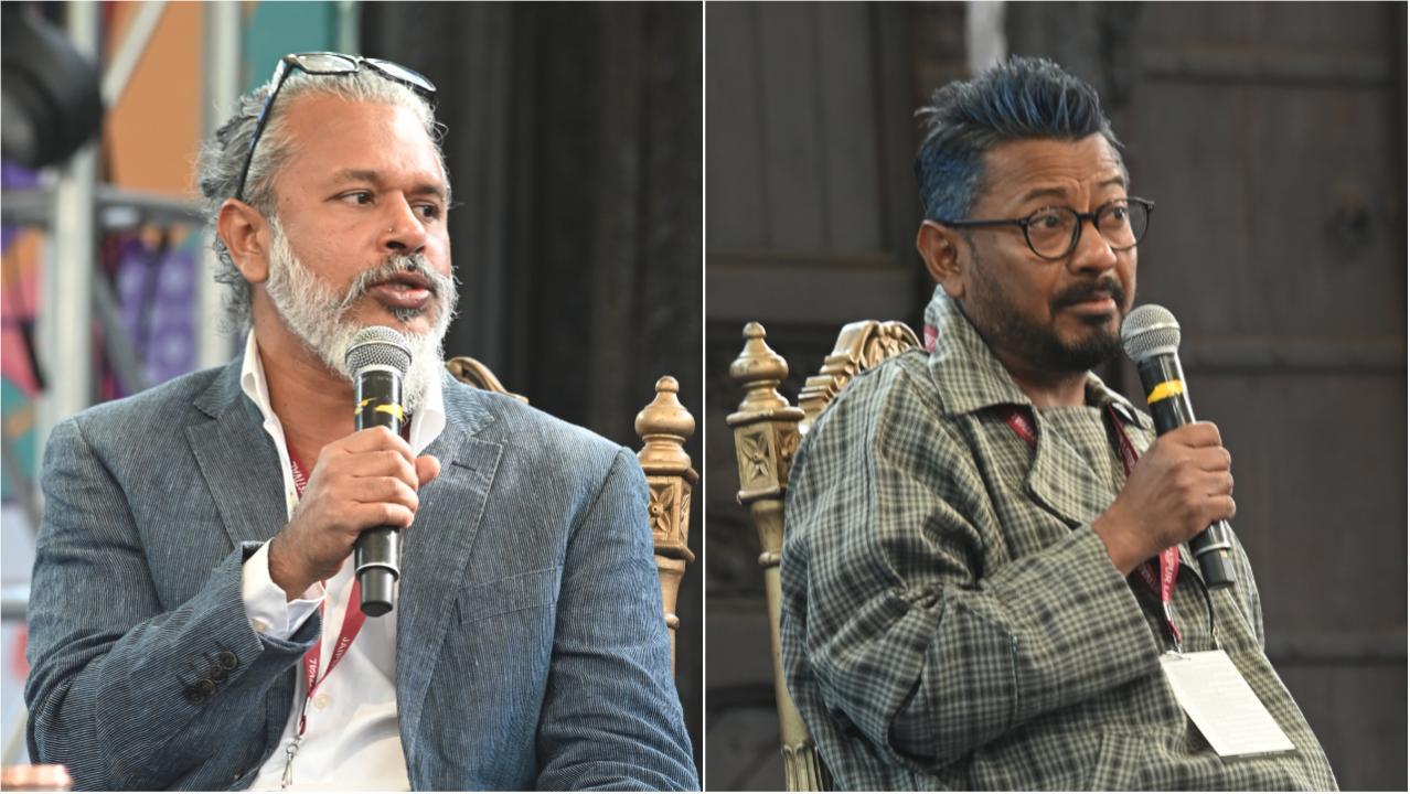 Shehan Karunatilaka and Onir speak about their latest books, the inspiration and how it came about. Photo Courtesy: Jaipur Literature Festival 2023