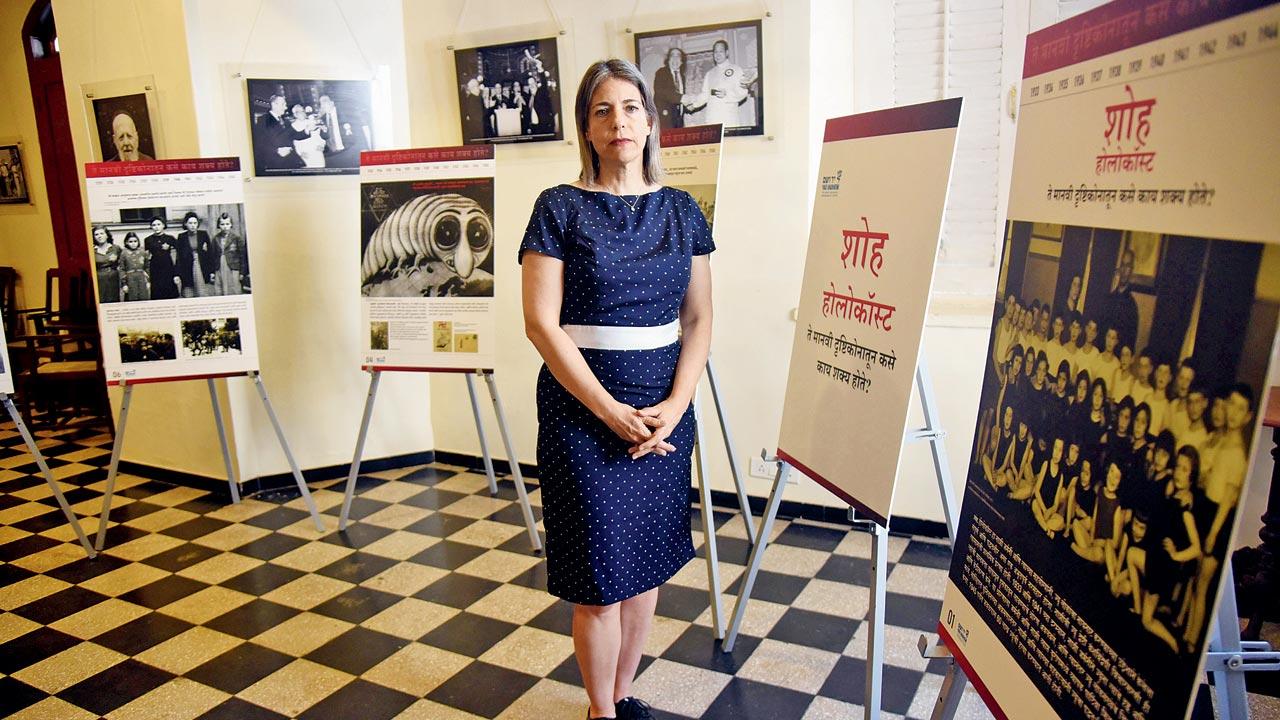 Dahlia Neumann, Deputy Consul General of Israel Consulate in Mumbai, who is the force behind the Shoah exhibition in Marathi, says her grandparents moved to Isarel in 1933, leaving behind large families, many of whom couldn’t escape the Holocaust. Pics/Sameer Markande