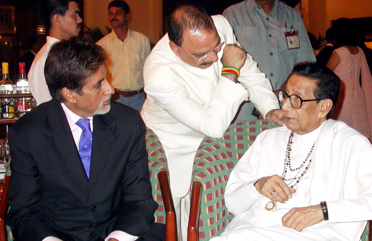 Lalit Suri with Amitabh Bachchan and Bal Thackeray at the grand intercontinental hotel during the launch of InterContinental in Andheri. Pic/Pradeep Dhivar