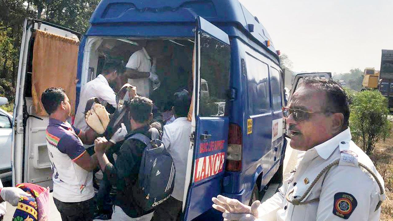 Those injured in the accident being taken to a hospital