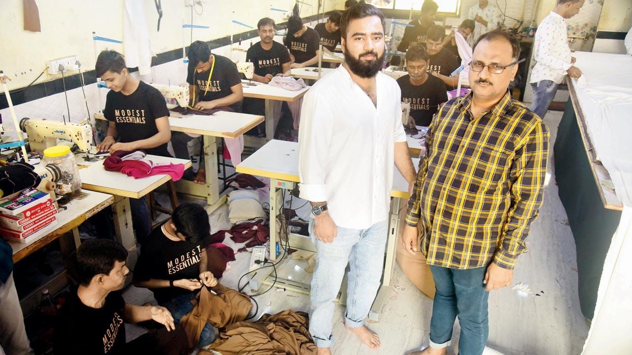Aamir Chhabdia, his father Asif and wife Sarah run Modest Essentials, which emerged from Sarah’s sartorial sensibilities. Their Bandra East-based workshop manufactures original products that cater to the fashionable, yet modest clothing needs of Muslim women. Pic/Shadab Khan