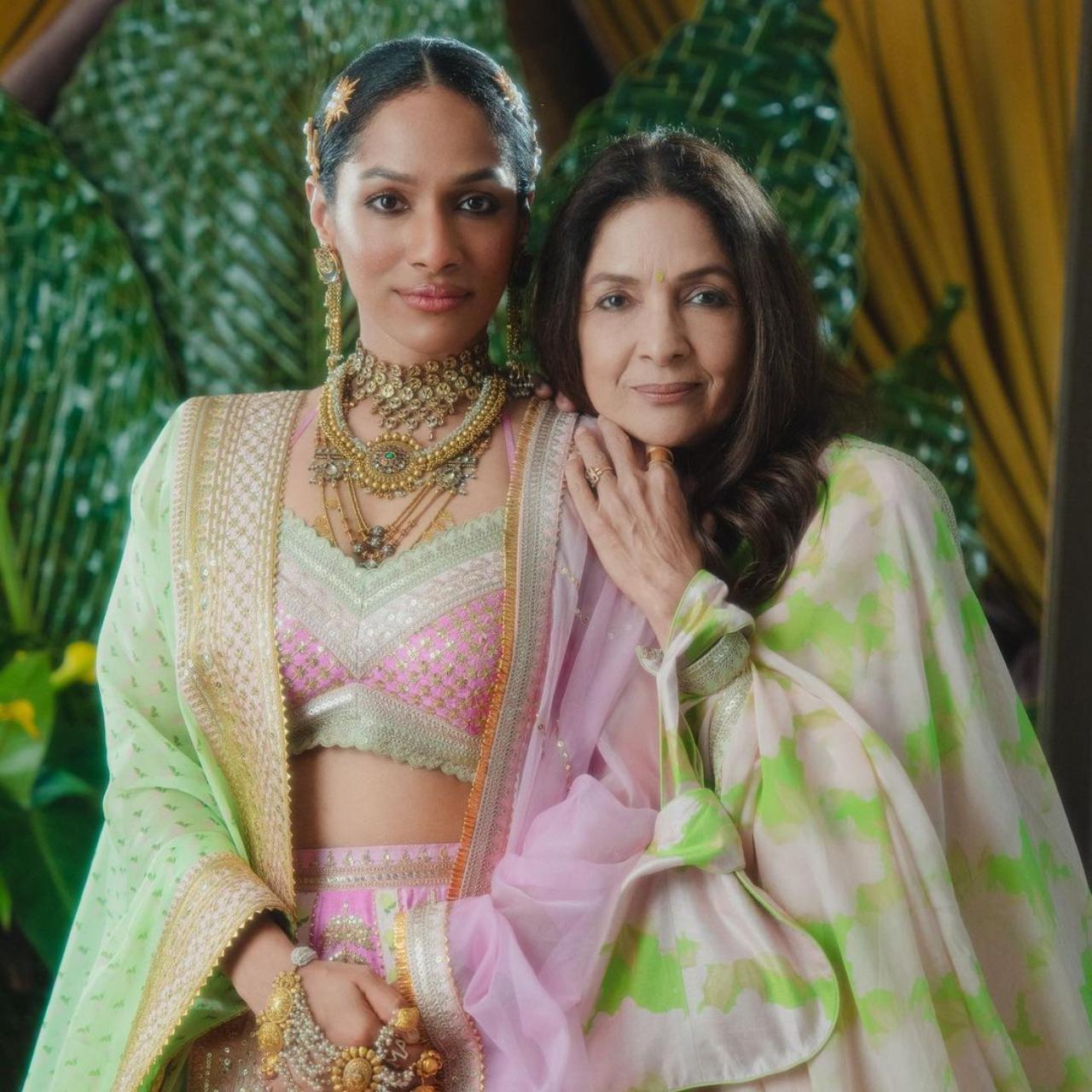 Neena Gupta was dressed in shades of green for her daughter's wedding. After Masaba announced the wedding, Neena Gupta took to her Instagram handle and shared a picture of herself with her daughter in bridal wear and wrote, 