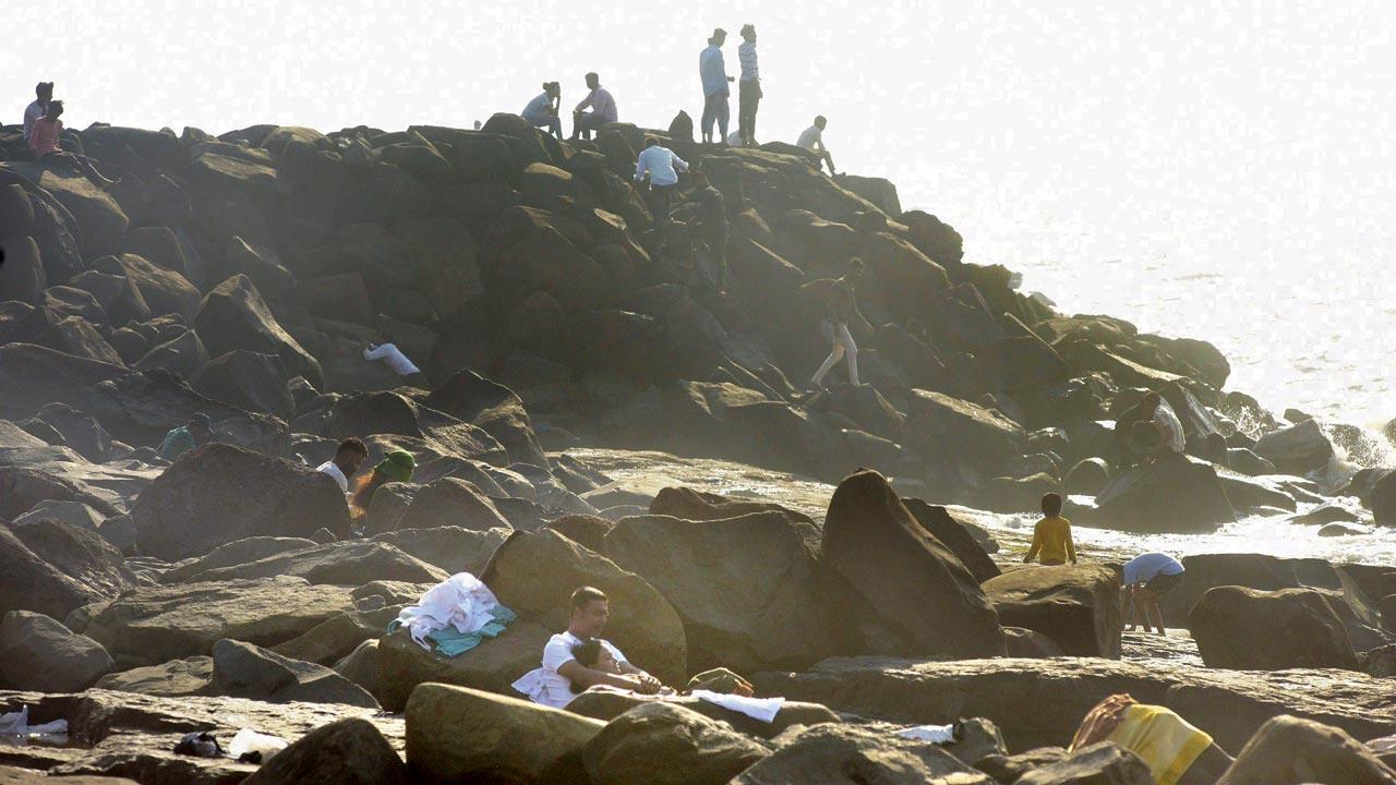 Cops carry out a search at Bandstand